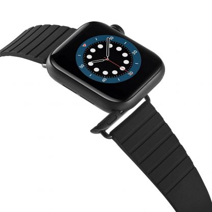 JC Design Modern Buckle Band - силиконова каишка с магнитна закопчалка за Apple Watch 42мм, 44мм (черен) 6