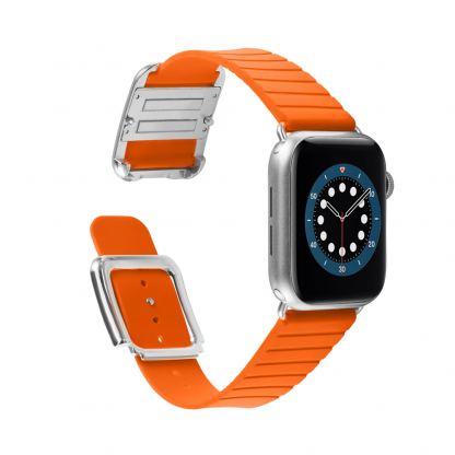 JC Design Modern Buckle Band - силиконова каишка с магнитна закопчалка за Apple Watch 38мм, 40мм (оранжев) 4