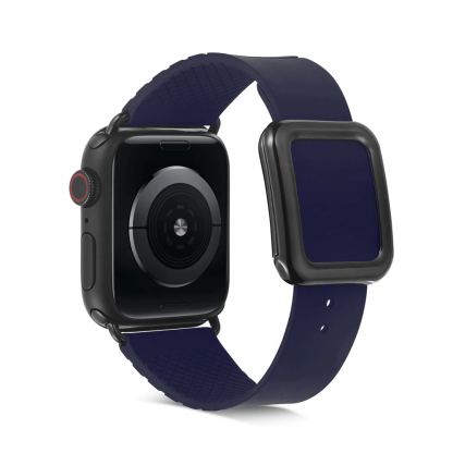 JC Design Modern Buckle Band - силиконова каишка с магнитна закопчалка за Apple Watch 38мм, 40мм (тъмносин) 3