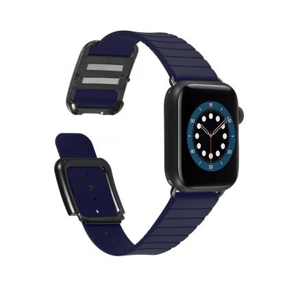 JC Design Modern Buckle Band - силиконова каишка с магнитна закопчалка за Apple Watch 38мм, 40мм (тъмносин) 5
