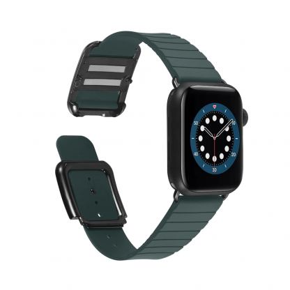 JC Design Modern Buckle Band - силиконова каишка с магнитна закопчалка за Apple Watch 42мм, 44мм (тъмнозелен) 5