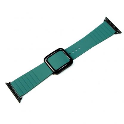 JC Design Modern Buckle Band - силиконова каишка с магнитна закопчалка за Apple Watch 38мм, 40мм (тъмнозелен) 8