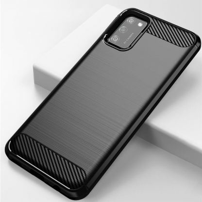 Carbon Flexible TPU Case  - тънък силиконов (TPU) калъф за Samsung Galaxy A02s (черен) 3
