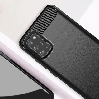 Carbon Flexible TPU Case  - тънък силиконов (TPU) калъф за Samsung Galaxy A02s (черен) 5