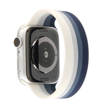 JC Design Silicone SoloLoop Band - силиконова каишка за Apple Watch 38мм, 40мм (син-бял) 3