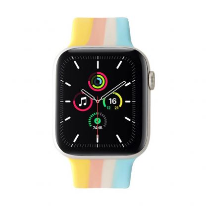 JC Design Silicone SoloLoop Band - силиконова каишка за Apple Watch 42мм, 44мм (розов-жълт) 4