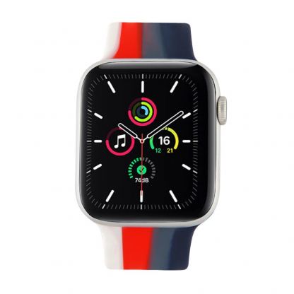 JC Design Silicone SoloLoop Band - силиконова каишка за Apple Watch 42мм, 44мм (сив-червен) 3
