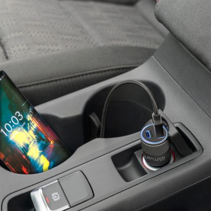 4smarts Fast Car Charger Rapid+ with Quick Charge 3.0 and Power Delivery - бързо зарядно за кола с USB и USB-C изход (тъмносив) 2