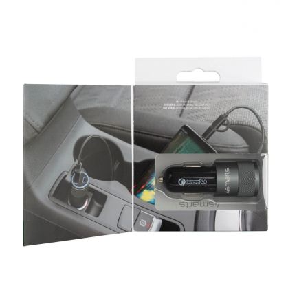 4smarts Fast Car Charger Rapid+ with Quick Charge 3.0 and Power Delivery - бързо зарядно за кола с USB и USB-C изход (тъмносив) 5
