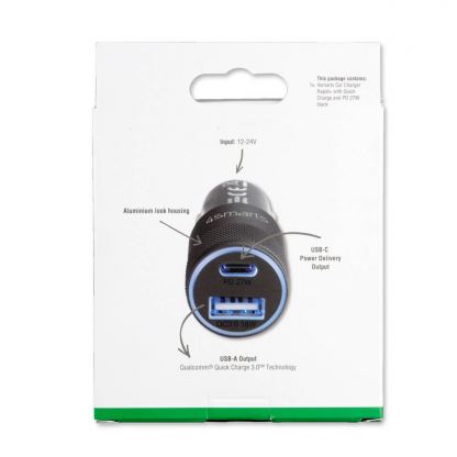 4smarts Fast Car Charger Rapid+ with Quick Charge 3.0 and Power Delivery - бързо зарядно за кола с USB и USB-C изход (тъмносив) 6