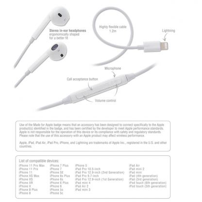 4smarts In-Ear Stereo Lightning Headset Melody 2 - слушалки със сертифициран Lightning кабел, управление на звука и микрофон (бял) 3