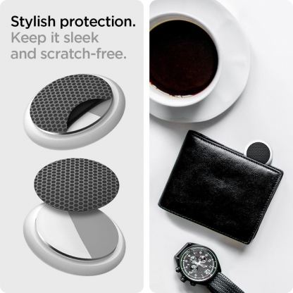 Spigen AirTag Hydrogel Foil Airskin 4 Set - комплект от 4 чифта защитни покрития за Apple AirTag (черен-карбон) 11