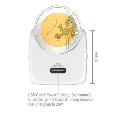 4smarts Wall Charger VoltPlug Mini 20W PD - захранване за ел. мрежа 20W с USB-C изход и технология за бързо зареждане (бял) 2