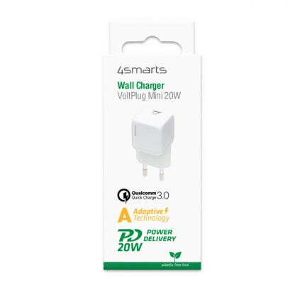 4smarts Wall Charger VoltPlug Mini 20W PD - захранване за ел. мрежа 20W с USB-C изход и технология за бързо зареждане (бял) 5