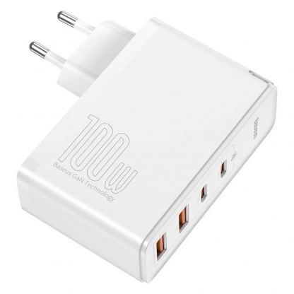Baseus GaN 2 Pro Charger 100W (CCGAN2P-L02) - захранване за ел. мрежа за лаптопи, смартфони и таблети с 2xUSB и 2xUSB-C изходи с технология за бързо зареждане и USB-C кабел (бял) 3