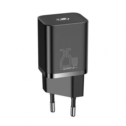Baseus Super Si USB-C PD Wall Charger 25W (TZCCSUP-L01) - захранване за ел. мрежа с USB-C изход с технология за бързо зареждане и USB-C към USB-C кабел (черен) 2