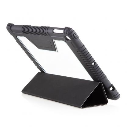 Tactical Riot Shield Case - удароустойчив калъф от изкуствена кожа и поставка за iPad 8 (2020), iPad 7 (2019) (черен) 3