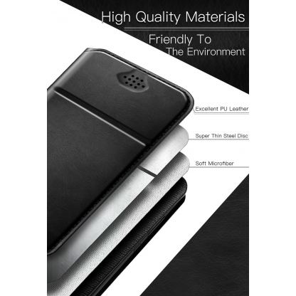 Dux Ducis Universal Case Size B - универсален кожен калъф, тип портфейл за смартфони от 5.2 до 5.5 инча (черен) 10