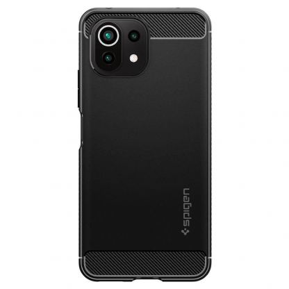 Spigen Rugged Armor Case - тънък качествен силиконов (TPU) калъф за Xiaomi Mi 11 Lite (черен) 2