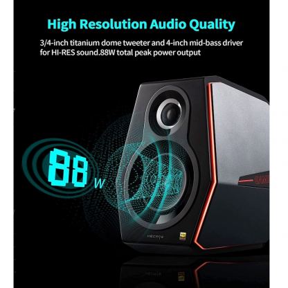 Edifier G5000 Gaming Speakers - уникална 2.0 безжична гейминг аудио система с подцветка (черен) 2