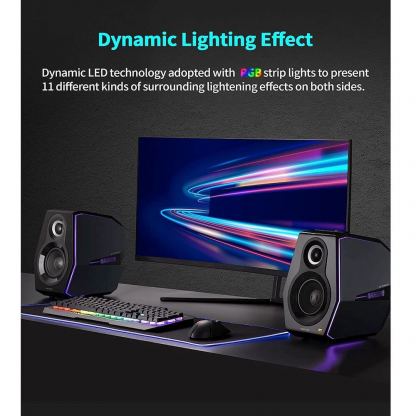 Edifier G5000 Gaming Speakers - уникална 2.0 безжична гейминг аудио система с подцветка (черен) 6