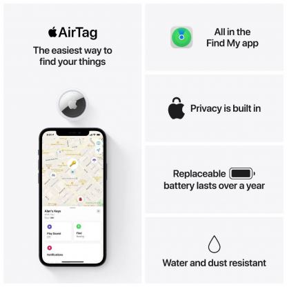 Apple AirTag - иновативно устройство за намиране на изгубени вещи (бял) (bulk) 6