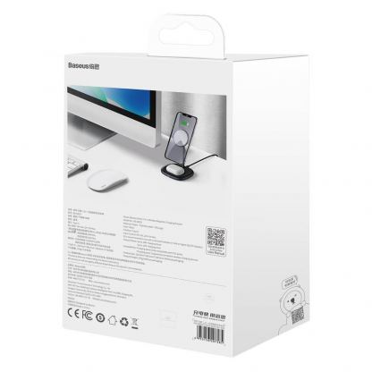 Baseus Swan 2-in-1 Magnetic Wireless Qi Charging Stand 20W (WXSW-C01) - двойна поставка (пад) за безжично зареждане за iPhone с Magsafe и други устройства с безжично зареждане(черен) 9