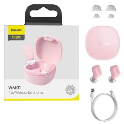 Baseus Encok WM01 TWS In-Ear Bluetooth Earphones (NGWM01-04) - безжични блутут слушалки със зареждащ кейс (розов) 7