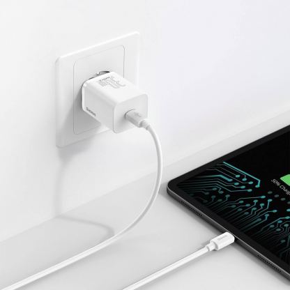 Baseus Super Si USB-C PD Wall Charger 30W (CCSUP-J02) - захранване за ел. мрежа с USB-C изход с технология за бързо зареждане (бял) 4