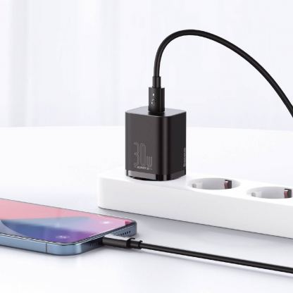 Baseus Super Si USB-C PD Wall Charger 30W (CCSUP-J01) - захранване за ел. мрежа с USB-C изход с технология за бързо зареждане (черен) 4