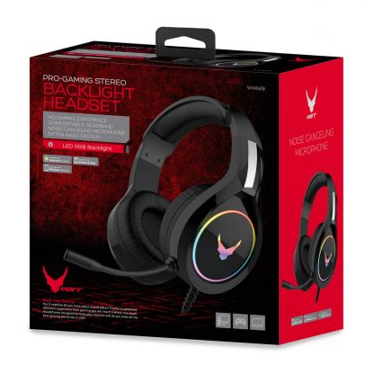 Varr Gaming RGB Headset - геймърски слушалки с микрофон, управление на звука и подсветка (черен) 2