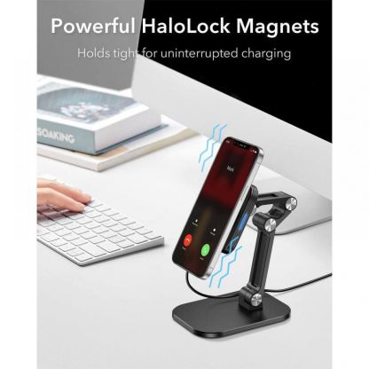 ESR Halolock MagSafe Adjustable Wireless Qi Charging Stand 15W - регулируема поставка (пад) за безжично зареждане за iPhone с Magsafe (черен)	 7