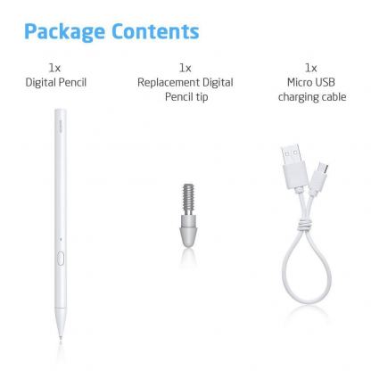 ESR Digital Stylus Pen Plus (microUSB port) - професионална писалка за iPad (модели 2018-2021) (бял) 8
