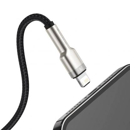 Baseus Cafule Metal Series USB Lightning Cable (CALJK-A01) - Lightning USB кабел за Apple устройства с Lightning порт (100 см) (черен-златист) 3