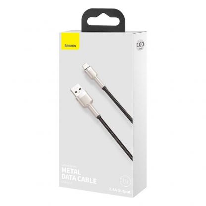 Baseus Cafule Metal Series USB Lightning Cable (CALJK-A01) - Lightning USB кабел за Apple устройства с Lightning порт (100 см) (черен-златист) 5