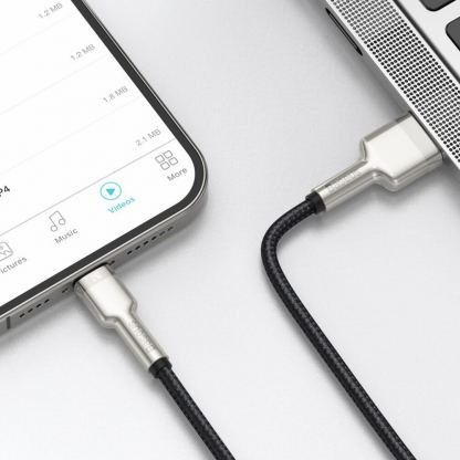 Baseus Cafule Metal Series USB Lightning Cable (CALJK-A01) - Lightning USB кабел за Apple устройства с Lightning порт (100 см) (черен-златист) 9