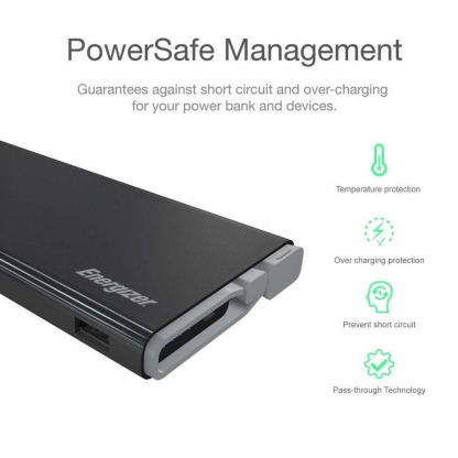 Energizer Ultimate Power Bank 10000 mAh - преносима външна батерия с 2xUSB-A изходи за зареждане на мобилни устройства (черен) 9