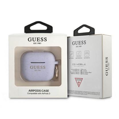 Guess AirPods 3 Silicone Glitter Case - силиконов калъф с карабинер за Apple Airpods 3 (лилав) 3