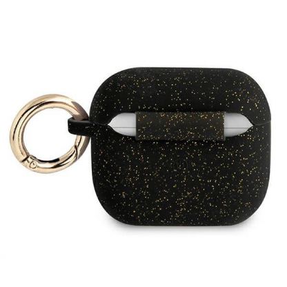 Guess AirPods 3 Silicone Glitter Case - силиконов калъф с карабинер за Apple Airpods 3 (черен) 2