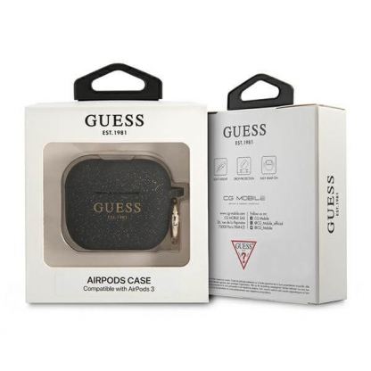 Guess AirPods 3 Silicone Glitter Case - силиконов калъф с карабинер за Apple Airpods 3 (черен) 3