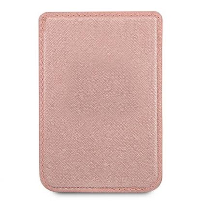 Guess Saffiano Magnetic Wallet - кожен портфейл (джоб) за прикрепяне към iPhone с MagSafe (розов) 3