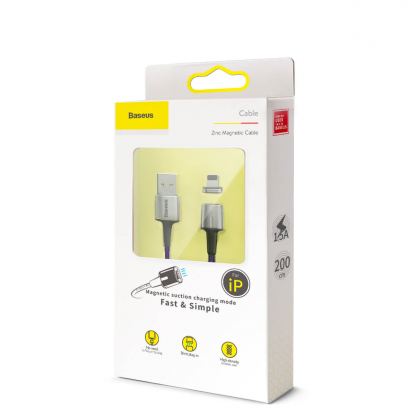 Baseus Zinc Magnetic USB Lightning Cable (CALXC-B05) - кабел с магнитен конектор за Apple продукти с Lightning порт (200 см) (лилав) 2