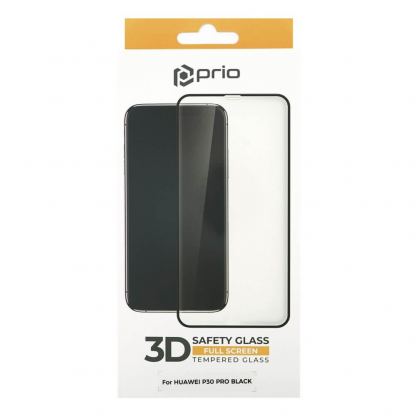 Prio 3D Glass Full Screen Curved Tempered Glass - калено стъклено защитно покритие за Huawei P30 Pro (черен-прозрачен) 3