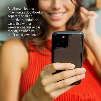 TwelveSouth BookBook v2 - луксозен кожен калъф (с кейс) тип портфейл за iPhone 11 Pro (черен) 5