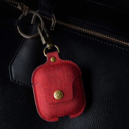 TwelveSouth AirSnap Leather Case - кожен калъф (ествествена кожа) за Apple AirPods и Apple AirPods 2 (червен) 3