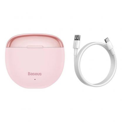Baseus Encok W02 TWS In-Ear Bluetooth Earphones - безжични блутут слушалки със зареждащ кейс (розов) 2