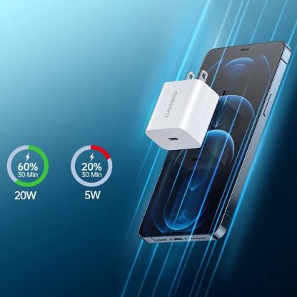 Choetech Wall Charger USB-C 20W PD - захранване за ел. мрежа 20W с USB-C изход и технология за бързо зареждане (бял) 8