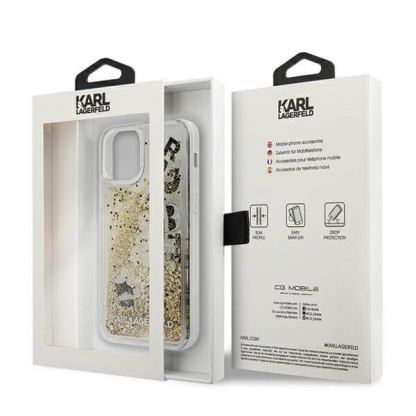 Karl Lagerfeld Liquid Glitter Charms Case - дизайнерски кейс с висока защита за iPhone 12 mini (златист) 4