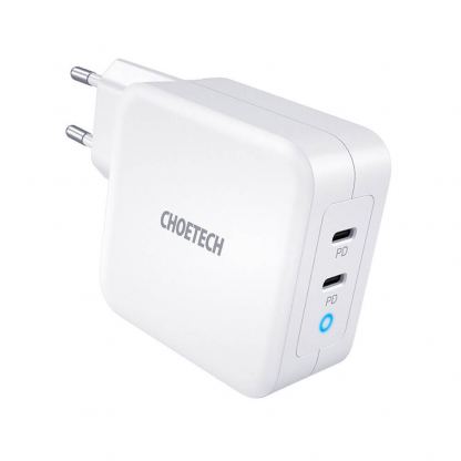 Choetech GaN Fast Charger 100W USB-C PD Wall Charger - захранване с 2 x USB-C изхода и с технология за бързо зареждане (бял)  2