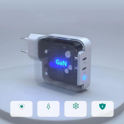 Choetech GaN Fast Charger 100W USB-C PD Wall Charger - захранване с 2 x USB-C изхода и с технология за бързо зареждане (бял)  7